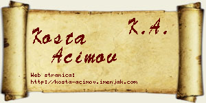 Kosta Aćimov vizit kartica